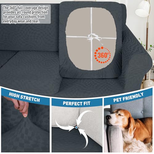 2025 Stretch Cushion Cover for Sofa (3 Cushion Sofa / Dark Grey (New Arrived))