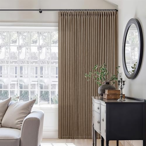 Linen Pleat Semi Sheer Dutch Cocoa Memory Training Curtains 100 Inches Long (Dutch Cocoa / 40"W x 100"L (Pack of 2))