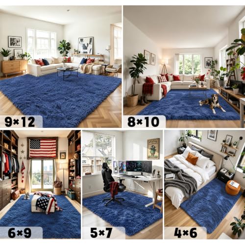 6x9 Shag Area Rug for Living Room (Royal Blue / 6' x 9' (Rectangular))