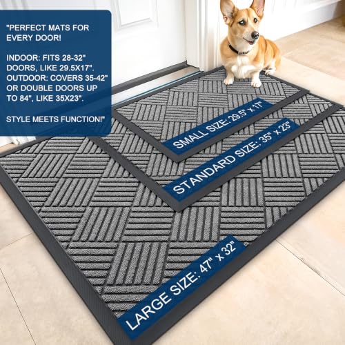 Front Door Mat Outside Entrance 59x23 (59" X 23" / Grey Diamond)