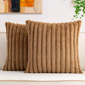 Pack of 2 Faux Fur Christmas Throw Pillow Covers 24x24 Inch (Coffee / 24" x 24" (Pack of 2))