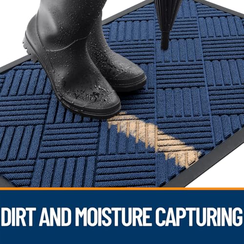 Front Door Mat Outside Entrance 71x23 (71" X 23" / Navy Blue Diamond)