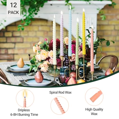 10 Inch Cream Spiral Taper Candles for Home Decoration (Candy)