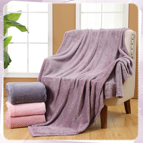 4 Pcs Fleece Throw Blanket (Gradient Purple)