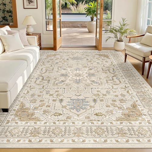 5x7 Area Rugs for Living Room (Beige/Blue / 5' x 7' (Rectangular))