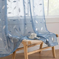 Dusty Blue Sheer Curtains 2 Panels Leaf Patterned (Dusty Blue / 52"W x 96"L (Pack of 2))