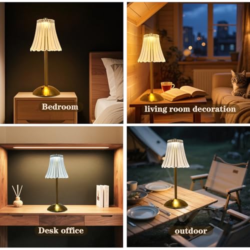 2 Pcs Cordless Rechargeable Table Lamp (Amber / Large)