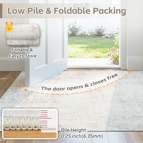 8x10 Washable Area Rug for Living Room Bedroom (Beige/White / 8' x 10' (Rectangular))