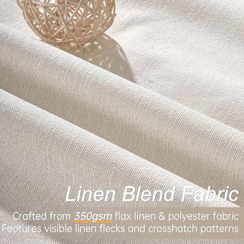 Birch Cream Extra Wide 72 Inches Blackout Curtains for Living Room Ivory Linen Blend Pleated Farmhouse Drapes Back Tab Pleated Rod Pocket Ceiling Track Large Windows Burg (Birch / 72"W x 90"L (Pack of 1))