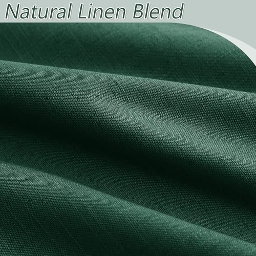 Dark Green 100% Blackout Linen Curtains 84 Inch Length 2 Panels Set for Living Room Back Tab Thermal Insulated Black Out Drapes Room Darkening Farmhouse Style for Bedroom Curtains 52x84 (Dark Green / 52"W x 84"L (Pack of 2))
