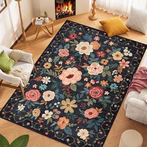 5x7 Area Rugs (Black / 5' x 7' (Rectangular))