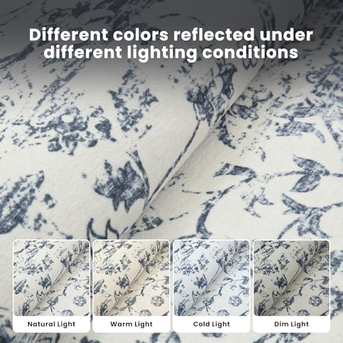 8x10 Boho Washable Area Rug for Living Room (8' x 10' (Rectangular) / White-blue)