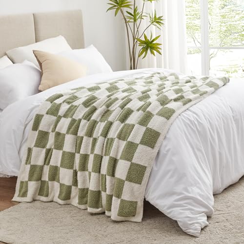 Checkered Throw Blanket (Sage Green#checkered / Throw)