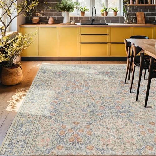 Washable Dining Room Rugs (Beige Blue / 6' x 9' (Rectangular))