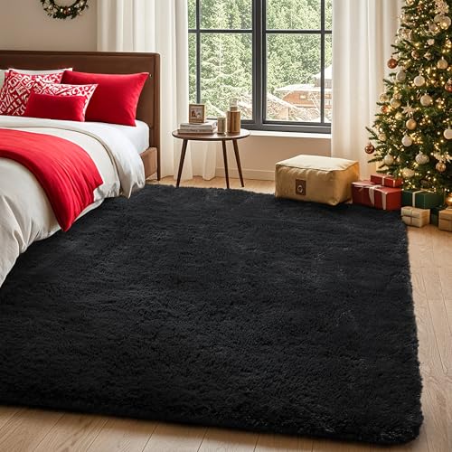 Black Area Rug 5x7 Rugs for Living Room (3- Black / 5' x 7' (Rectangular))