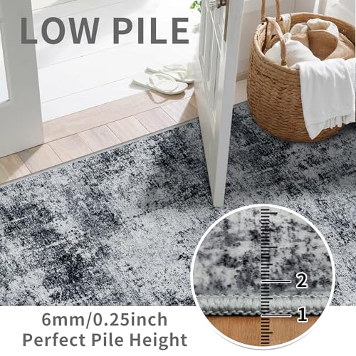 2x5 Washable Runner Rug for Hallway (Black/Grey / 2' x 5' (Rectangular))
