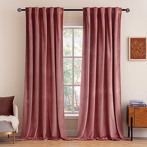 Velvet Curtains 52x108 inches 2 Panels Dusty Rose Pink Curtains (Dusty Rose / 52"W x 108"L (Pack of 2))