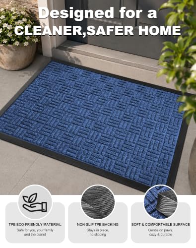 Front Door Mat Outdoor Entrance (Coastal Blue / 3'10" x 6'1" (Rectangular))