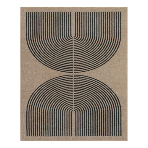 Modern Rainbow Easy Jute 9x12 Rug (9' x 12' (Rectangular) / Nature/Black Rainbow)