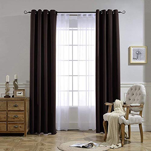 Bedroom Blackout Curtains and Drapes (Toffee Brown / 52"W x 72"L (Pack of 2))