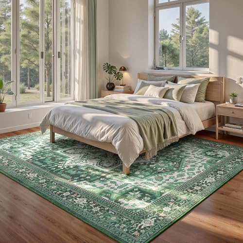 9x12 Area Rugs for Living Room (Floral Green Cream / 9' x 12' (Rectangular))