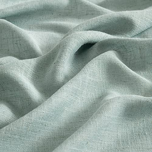 Sea Green Linen Curtains 52x90 Inch Long for Bedroom and Living Room (52"W x 90"L (Pack of 2) / Aqua)