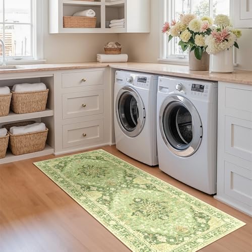 Washable Area Rug (Green/Yellow / 2' x 5' (Rectangular))