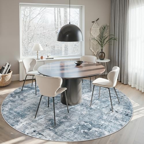 Round Rugs 9ft Living Room Circle Area Rug 9x9 Blue (Blue/Grey / 9' (Round))