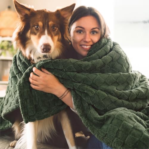Checkered Soft King Size Blankets for Bed (Green / King (108" X 90"))