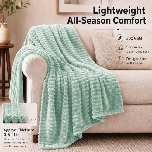 Sage Green Throw Blanket for Couch (Sage Green / Throw (50" x 60"))