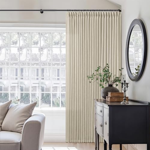 Extra Wide Pinch Pleat 100 x 102 Inch Linen Semi Sheer Curtains 1 Panel (Linen / 100"W x 102"L (Pack of 1))