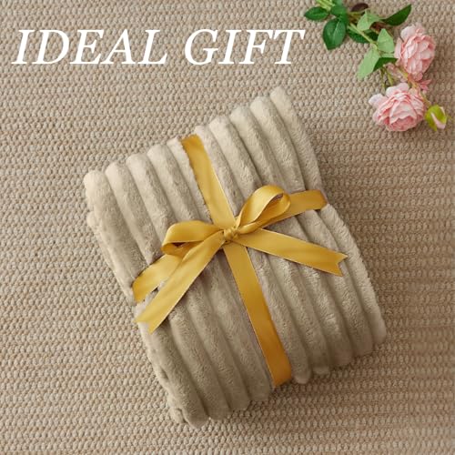 Ribbed Twin Blanket for Couch & Bed (Linen / Twin(60"x80"))
