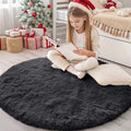 Black Round Rugs for Bedroom (4 Ft Round / Black)