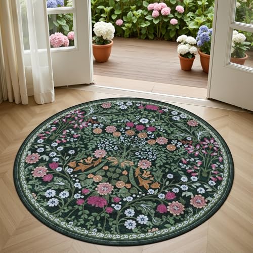 Round Area Rug Living Room (Dark Green / 4' (Round))
