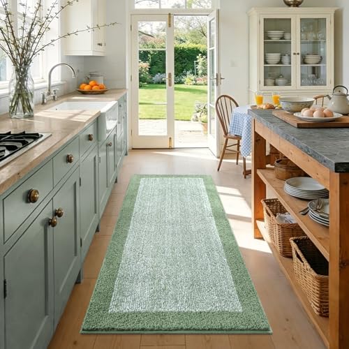 48x24 Long Bathroom Rugs Non Slip Washable (Green / 2' x 4' (Rectangular))
