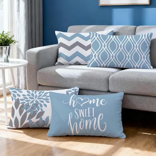 Throw Pillow Covers 12x20 (Blue Aqua / 20" x 12" (Pack of 4))