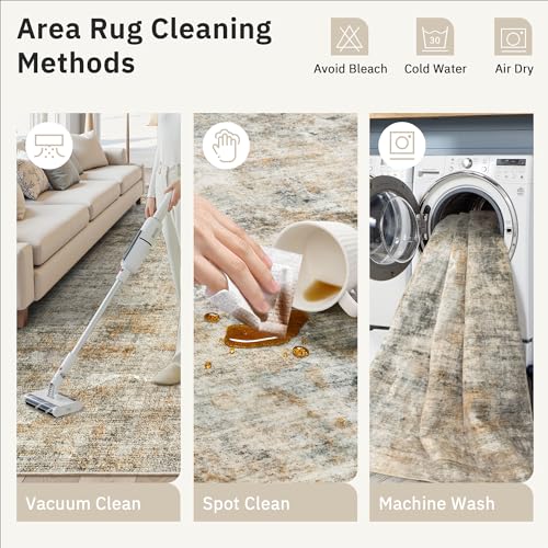 9x12 Area Rugs for Living Room Washable Rug Abstract Orange (Orange/Brown / 9' x 12' (Rectangular))