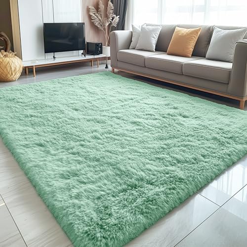 5x8 Machine Washable Large Area Rugs for Living Room (5x8 Ft / Mint Green)