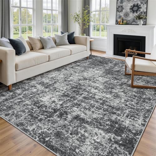8x10 Area Rugs for Living Room Washable Bedroom Dining Room Black Grey (Black/Grey / 8' x 10' (Rectangular))