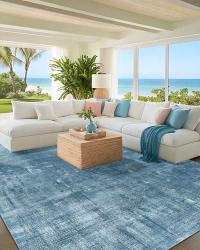 8x10 Area Rugs for Living Room Large Modern Washable Rug (Blue / 8' x 10' (Rectangular))