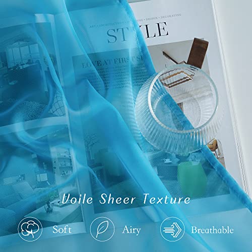 Sheer Window Curtains Sweep to Floor (Teal / 54"W x 108"L (Pack of 2))
