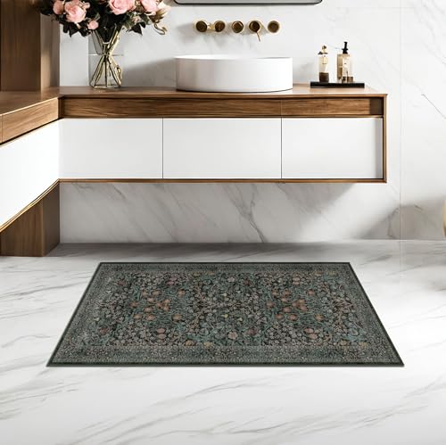 Dark Green 2x4 Rug Runner (Dark Green / Black / 2' x 4' (Rectangular))
