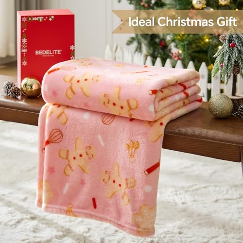 Pink Christmas Throw Blanket for Girls & Teens (Pink Gingerbread / Throw(50"x60"))