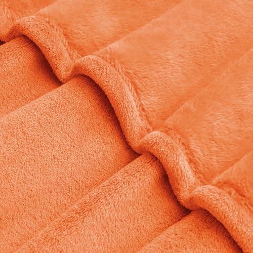Fleece Blanket Soft Fall Oversized Bed Blanket Orange 120"x120" (Orange / Oversized King(120"x120"))
