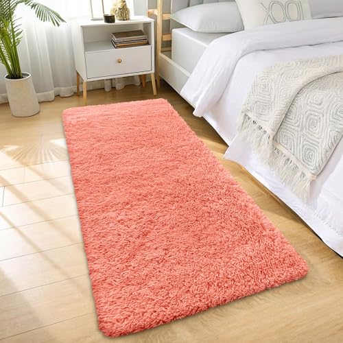 2x5 Machine Washable Runner Rugs for Hallway (2x5 Ft / Coral Red)