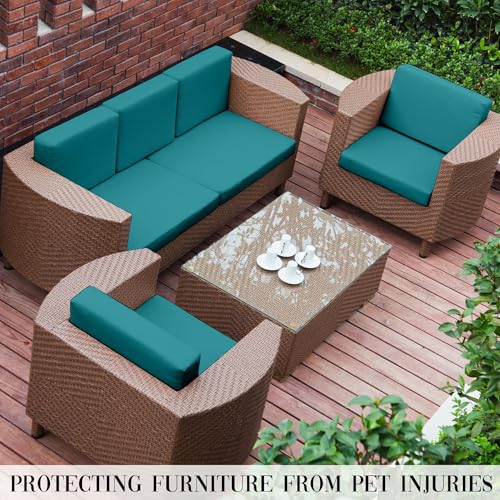 14PCS Patio Cushion Covers.Patio Furniture Couch SeatSlipcovers (Blue Paon / 14PCS)