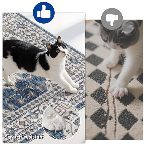Washable 4 Piece Kitchen Floor Mats (2x3+2x4+2x5+2x6 / Blue)