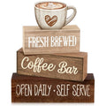 4 Pcs Farmhouse Coffee Bar Signs Decor Wooden Cafe Cup Signs (Coffee Bar Coffee Bar)