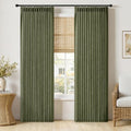Olive Green Pinch Pleated Linen Curtains 96 Inches Long 2 Panels (Olive Green / 40"W x 96"L (Pack of 2))