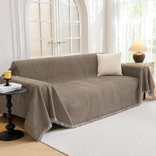Oversized Sofa Covers Couch Covers for 3 Cushion Couch Sofa Pet Friendly (91" x 150" / Sand)